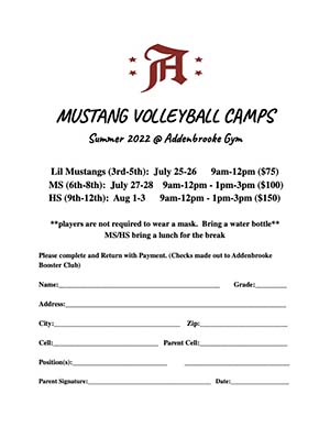 Mustang Volleyball Camps Poster