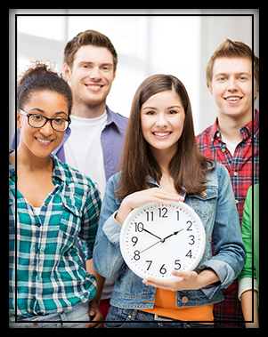 STUDENTS WITH CLOCK