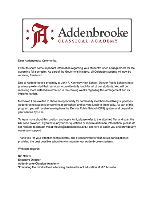 DPS Free Lunch Letter